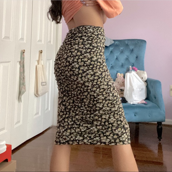 Dolls Kill Dresses & Skirts - NWT dolls kill paisley print ruched mesh midi cottage core skirt